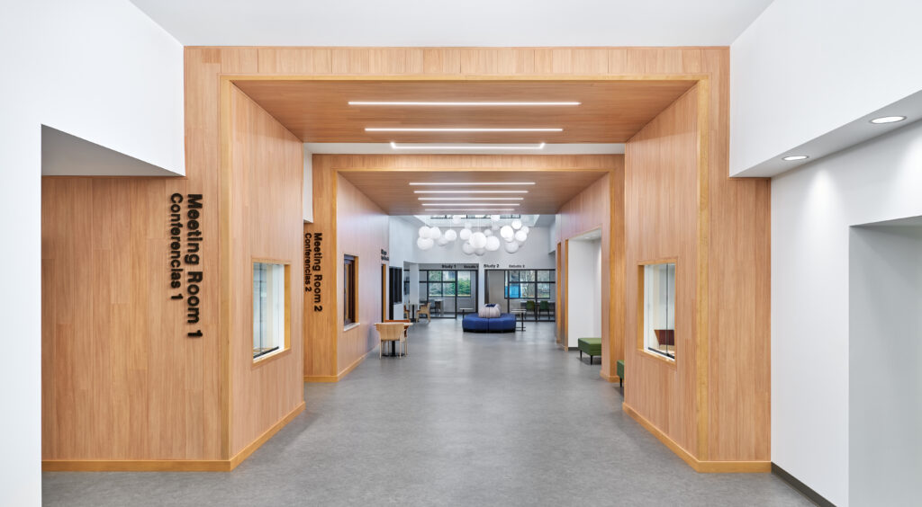 Library atrium looking from front entrance