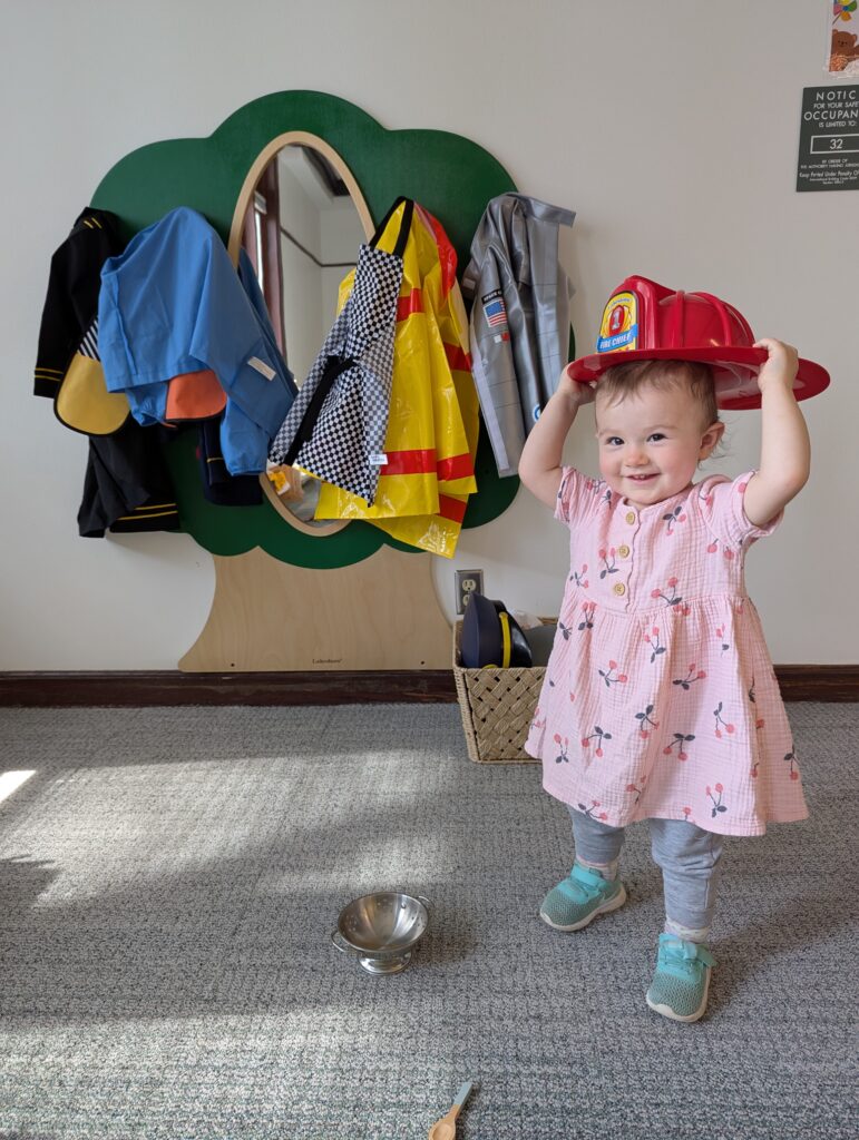 child playing dress up