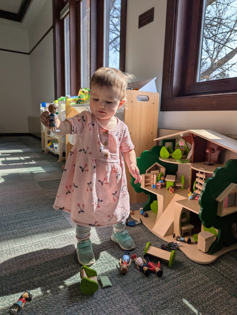 child playing with toys